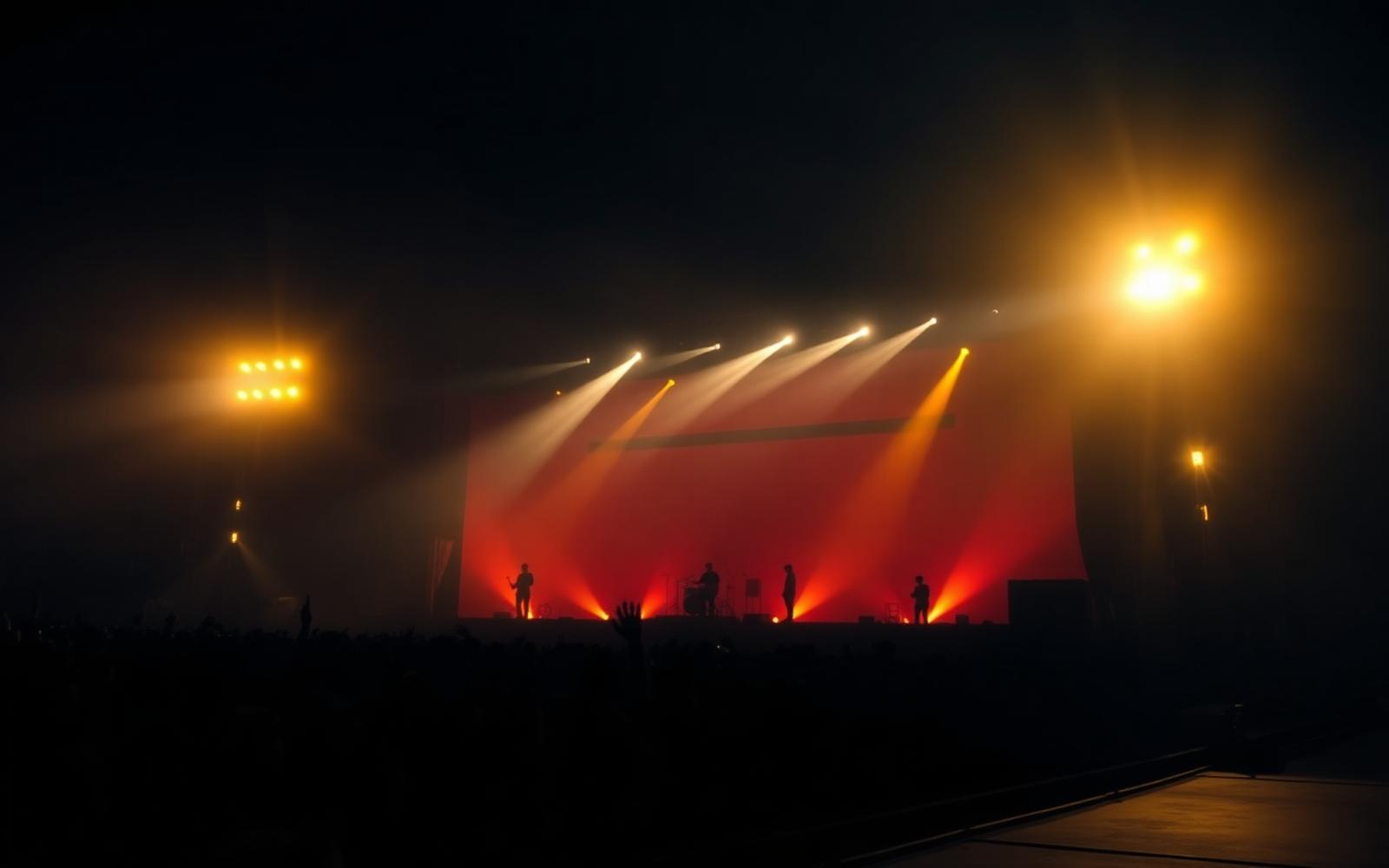 Escenario de concierto con haces de luz